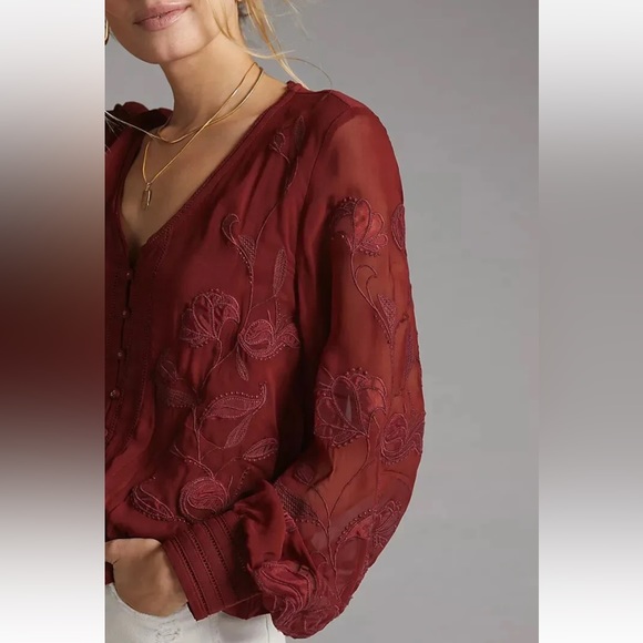 Anthropologie Black Embroidery Size M - Picture 10 of 14